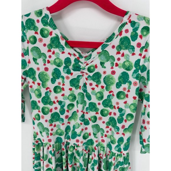 Dotdotsmile Ballerina Dress Size 5/6 Green Cactus with Red Flowers Print NWT - Picture 2 of 6